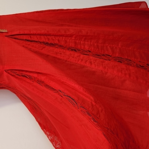 Moulinette Soeurs Anthropologie Women's Red Strapless A-Line Lace Trim Dress 4/6 - Picture 4 of 12